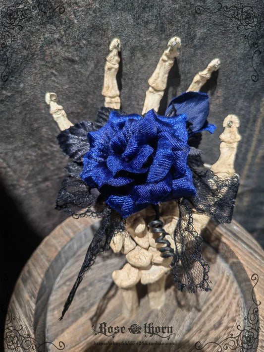 Rose Thorn - Rose Lolita Brooch/Hair Clip 2-in-1 With Lace Details