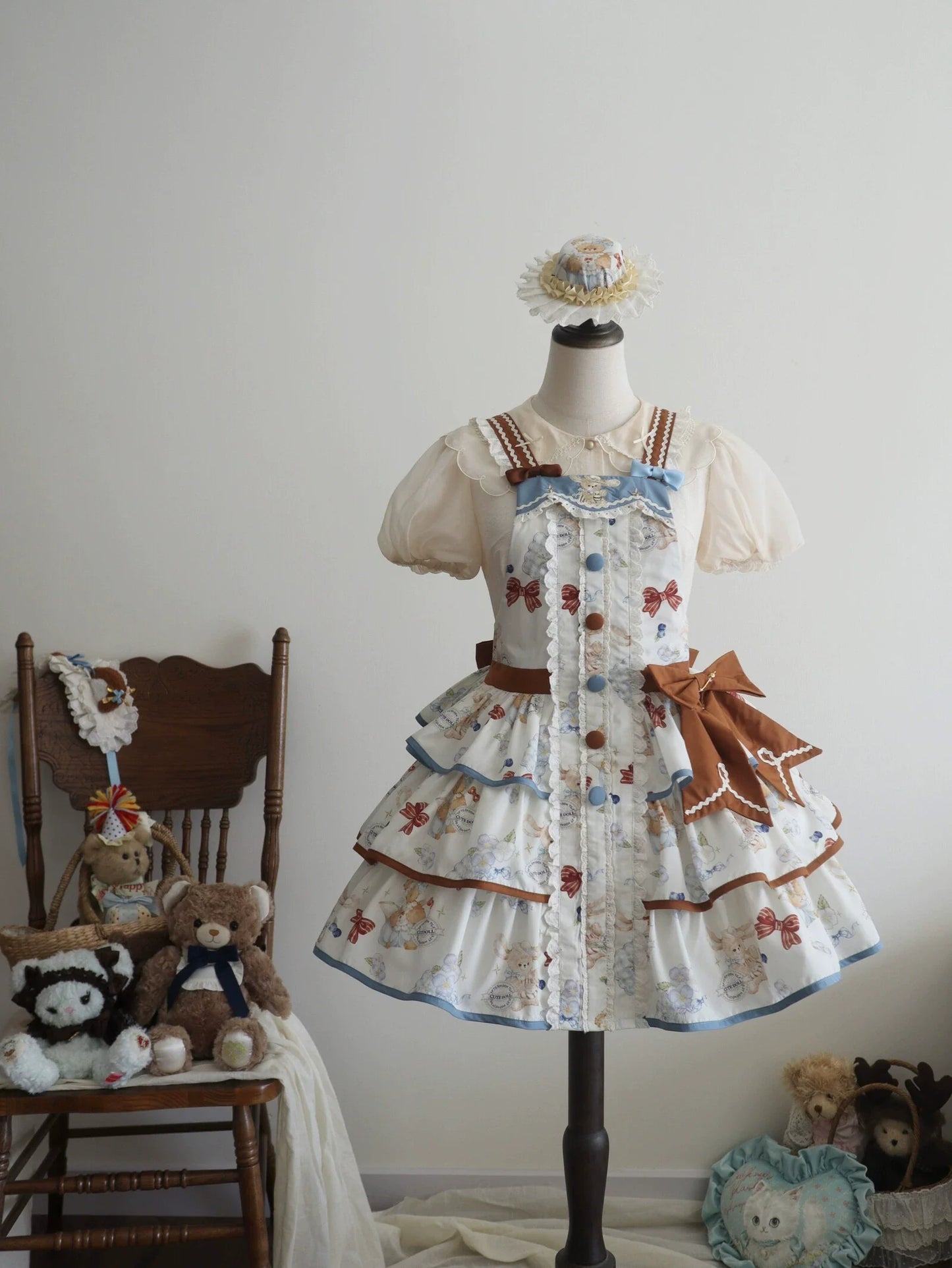 Cheese Mee Mee - Seaside Tea Party - Sweet Lolita Dress Cute Print JSK and Cape