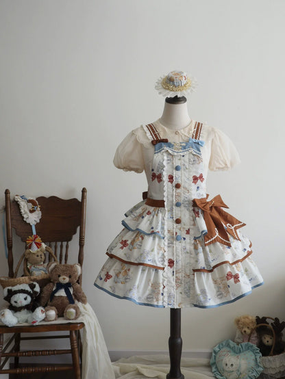Cheese Mee Mee - Seaside Tea Party - Sweet Lolita Dress Cute Print JSK and Cape