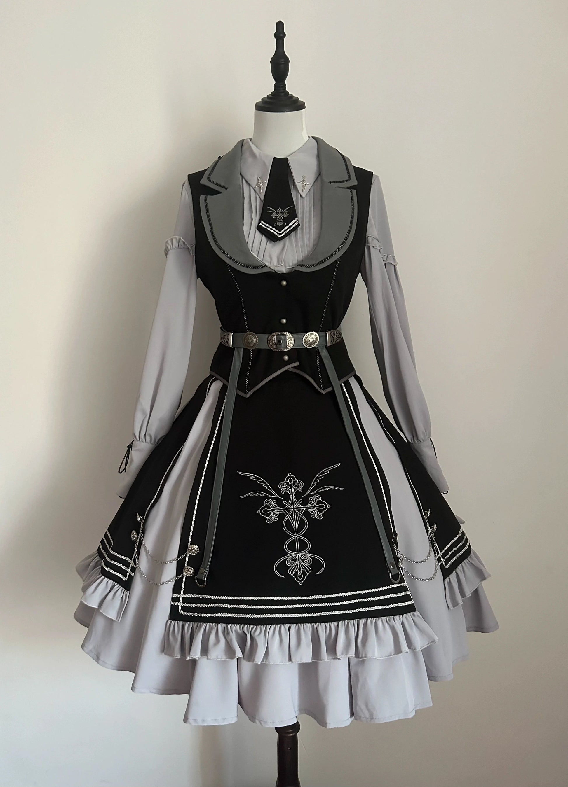 CHUNLV LOLITA - Dark Night Contract - Blue Military Lolita Dress Suit Skirt Elegant OP Cape