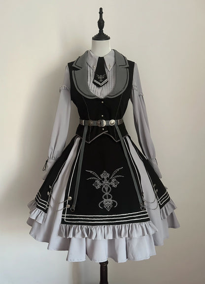 CHUNLV LOLITA - Dark Night Contract - Blue Military Lolita Dress Suit Skirt Elegant OP Cape
