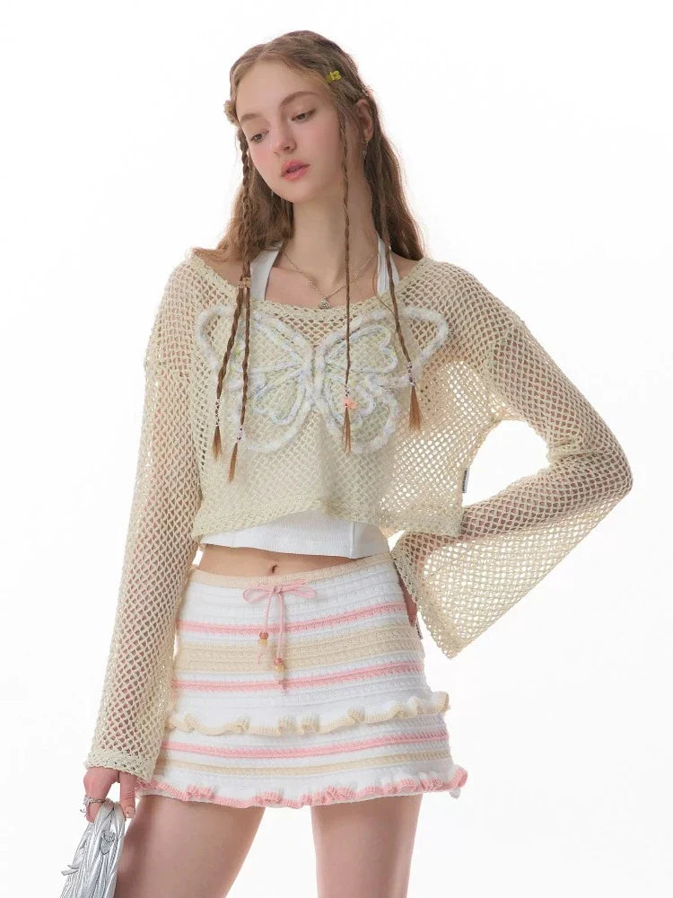 Butterfly short long sleeve knit【s0000007834】