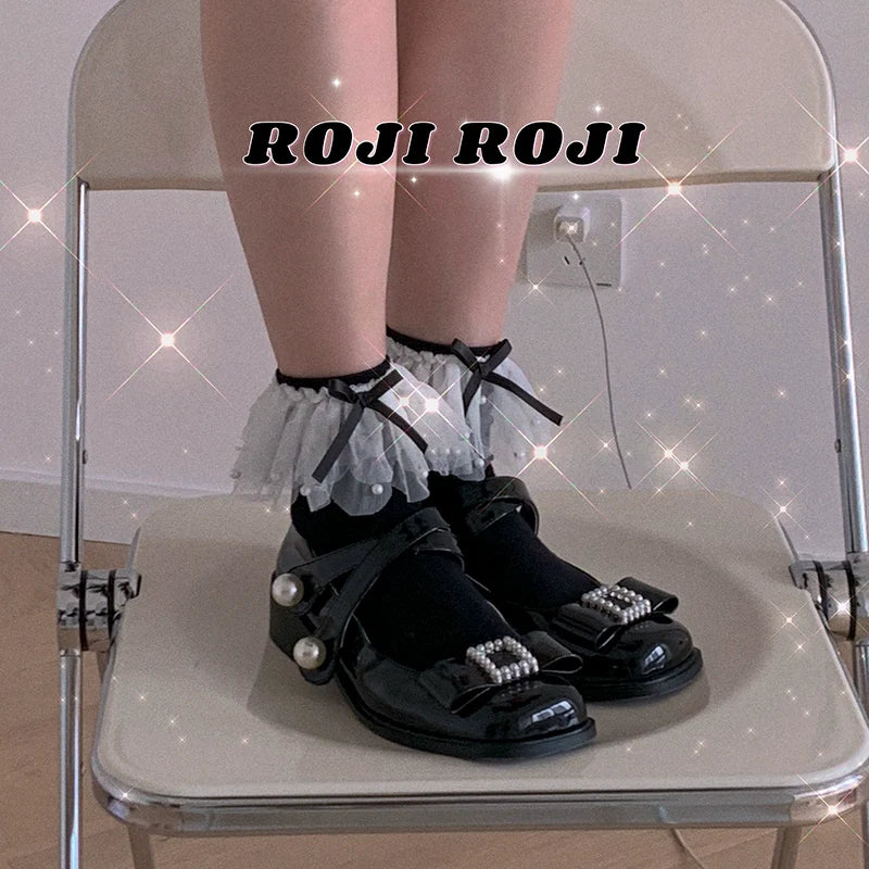 Roji Roji - Sweet Lolia Socks Mid-tube Cotton Lolita Lace Bow Socks