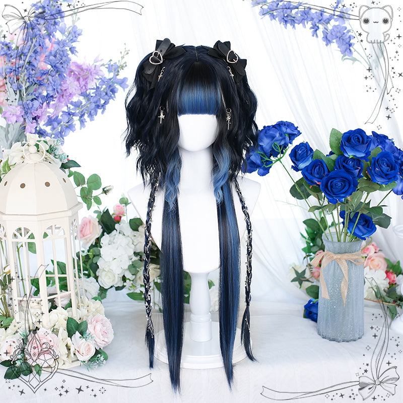 Dalao Home - Water Blue - Long Straight Gradient Princess Cut Wig