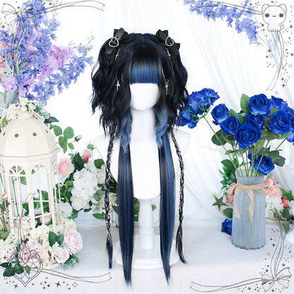 Dalao Home - Water Blue - Long Straight Gradient Princess Cut Wig