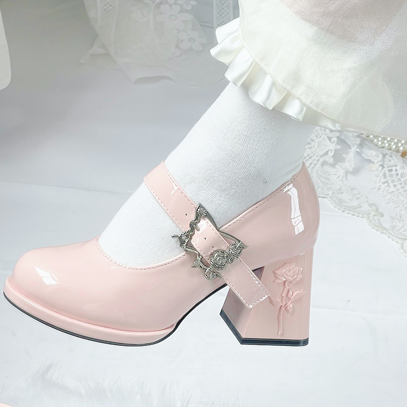 Dreamland - Wanxiang Cycle - Elegant Lolita Heel Shoes with Embossed Rose