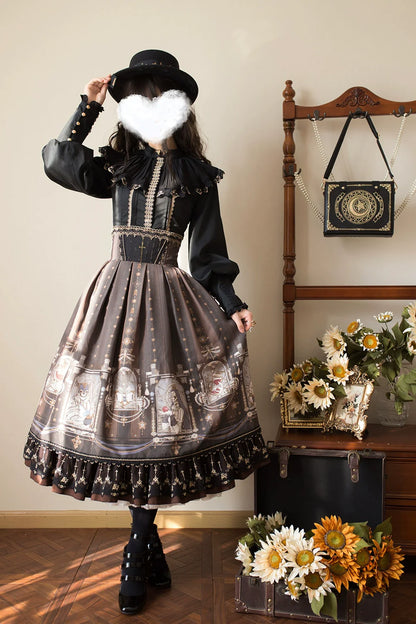 Miss Point - Demon Hunting Notes - Fishbone Gothic Lolita Skirt