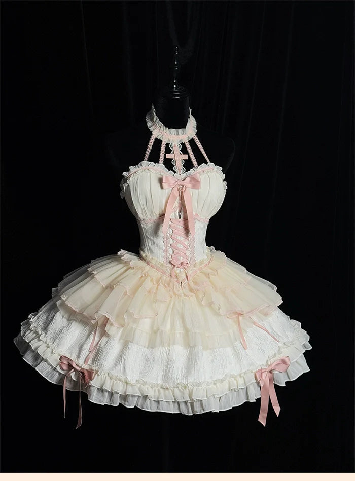 Alice Girl - Cross - Gothic Princess Lolita Corset with Multiple Layers Hem