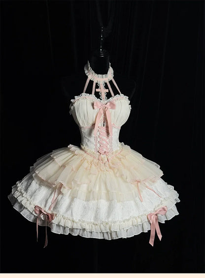 Alice Girl - Cross - Gothic Princess Lolita Corset with Multiple Layers Hem