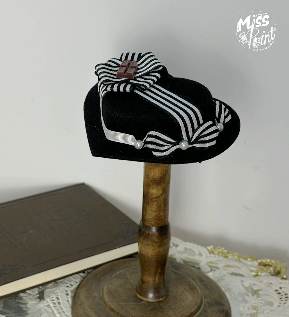 Miss Point - Classical Chocolate - Classic Lolita Accessory Bowler Hat BNT Beret Jabot