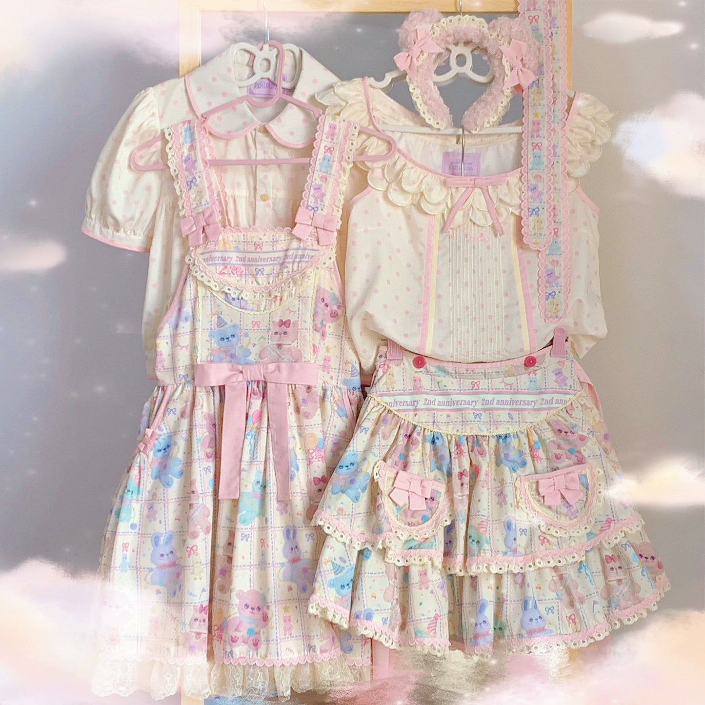 RichLolita - Starry Pudding Bear - Sweet Lolita Jumper Dress Printed OP Dress