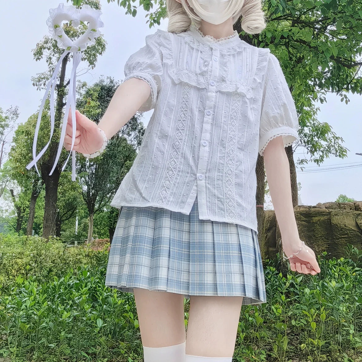 DMFS Lolita - Sweet Lolita Blouse Cotton Summer Short Sleeve Shirt