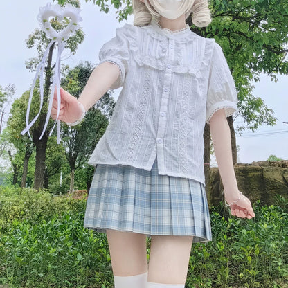 DMFS Lolita - Sweet Lolita Blouse Cotton Summer Short Sleeve Shirt