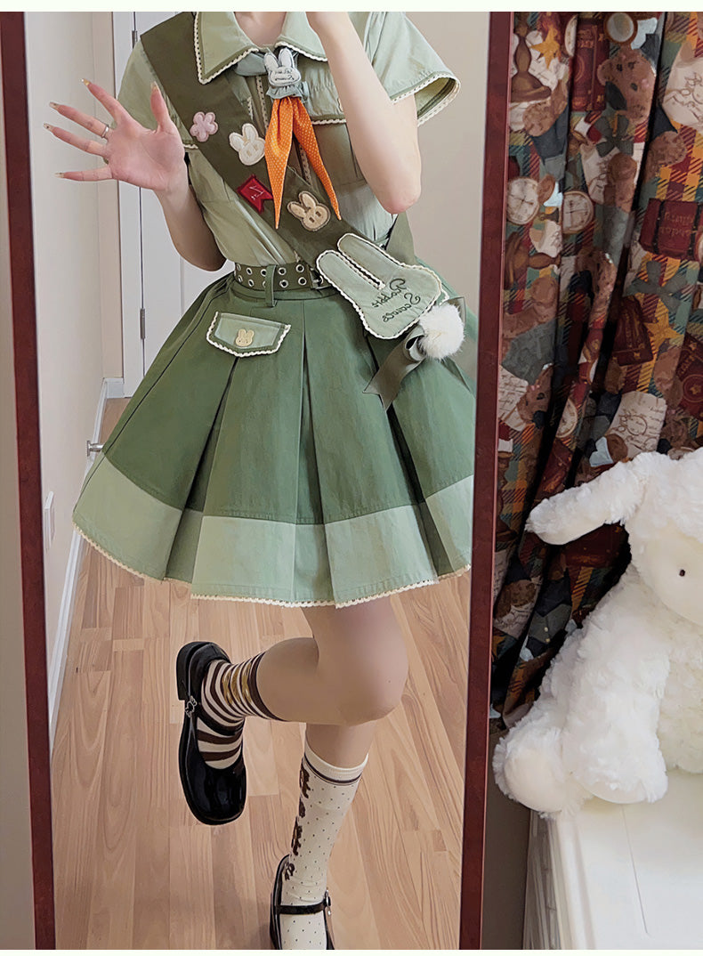 Piggy Bun - Bunny Trip - Ouji Lolita Green Cute Suits