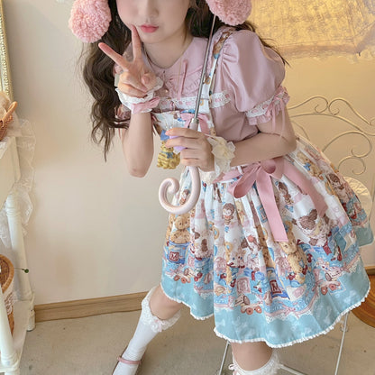 Walnut Museum - Toy Anniversary - Kawaii Lolita Dress Suit Bear Print JSK and Salopette