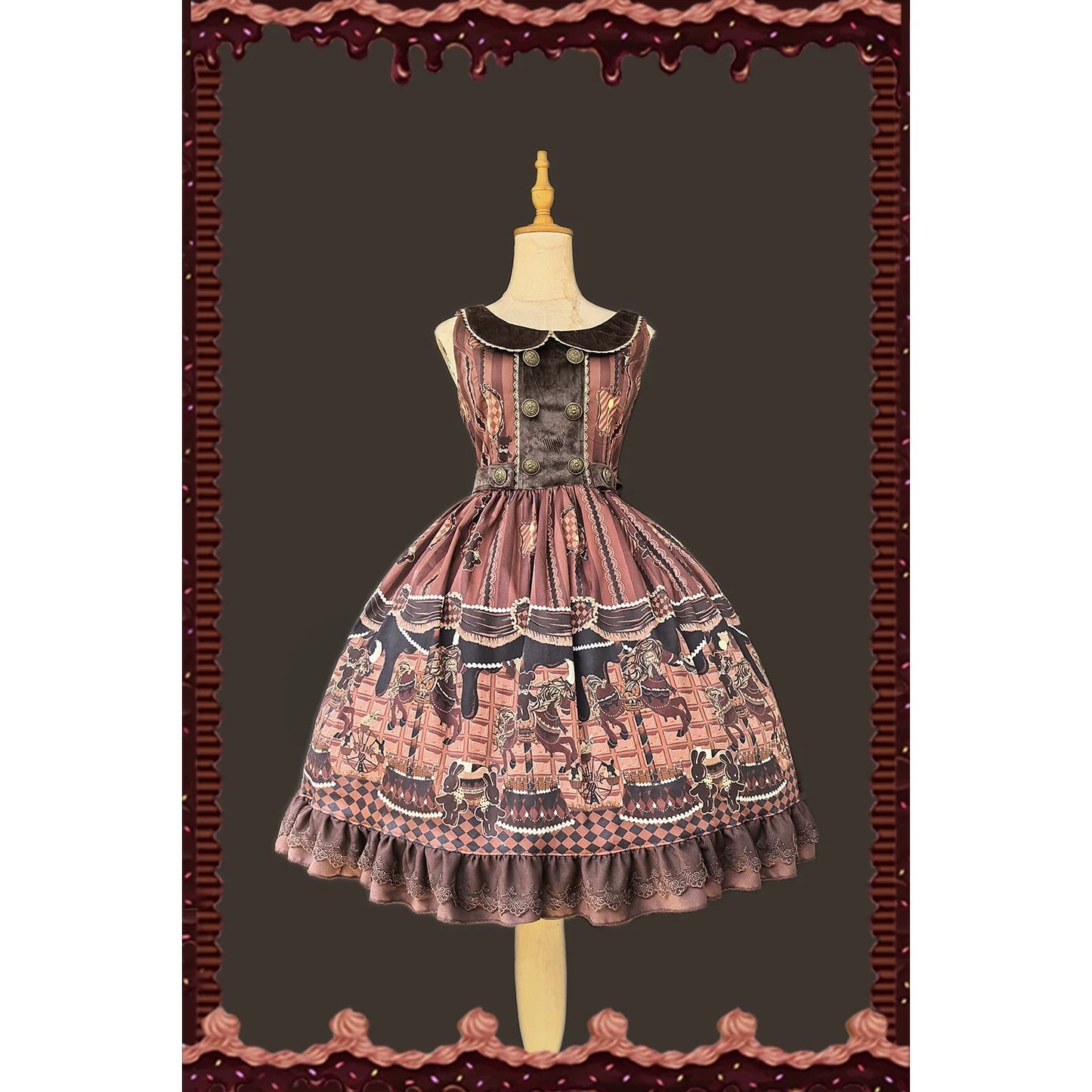 Infanta - Chocolate Carousel - Peter Pan Collar Old School Lolita Jumper Dress
