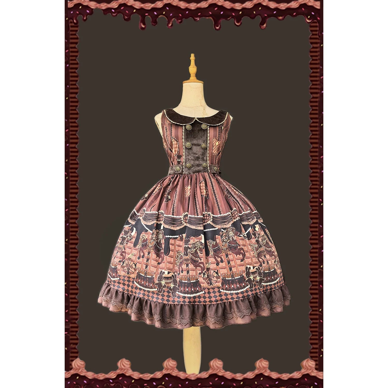 Infanta - Chocolate Carousel - Peter Pan Collar Old School Lolita Jumper Dress