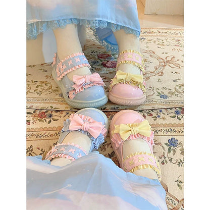 Fairy Godmother - Cute Lolita Shoes Bow Candy-Colored Lolita Flat Shoes