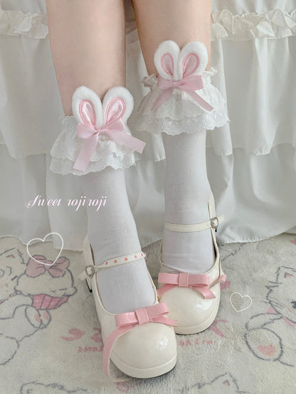 Roji roji - Cotton Lolita Bunny Ear Socks Summer Bow Short Socks