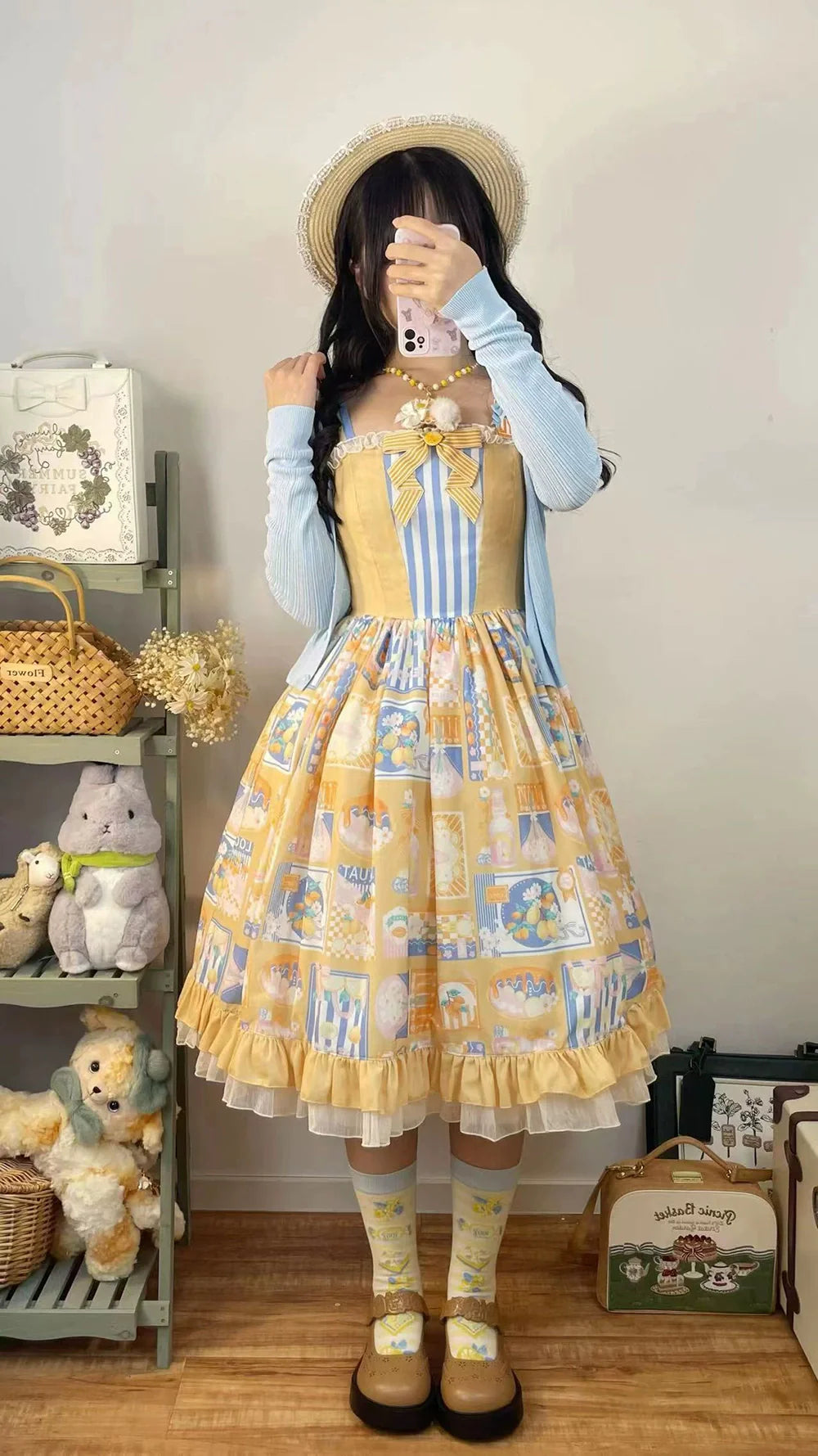 Miss Point - Daisy Lemon - Daily Lolita Lemon Print JSK Customized