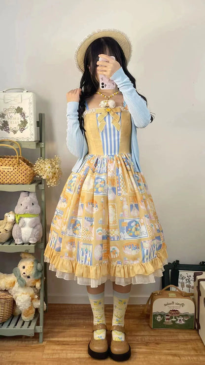 Miss Point - Daisy Lemon - Daily Lolita Lemon Print JSK Customized