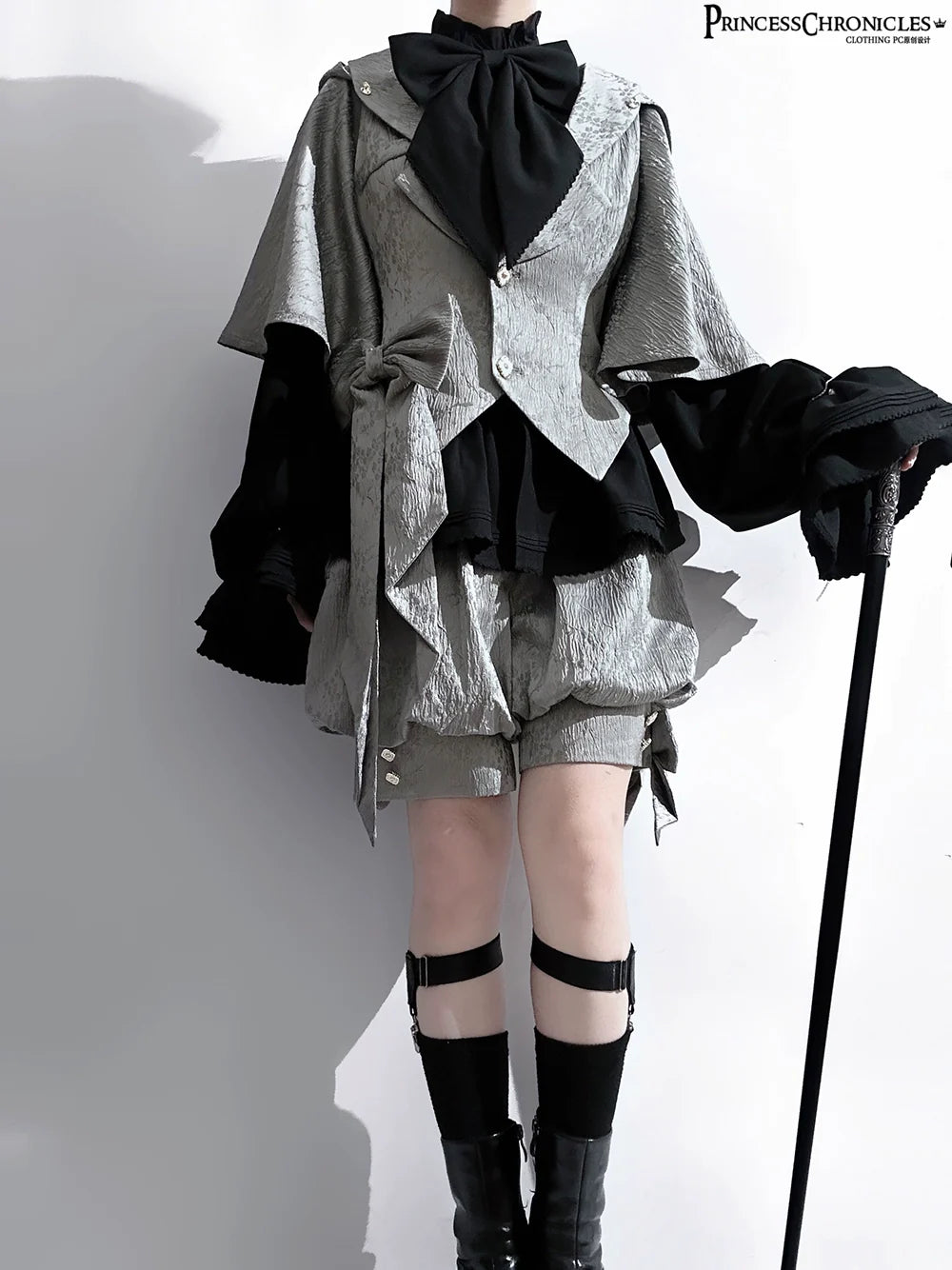 Princess Chronicles - Rabbit Hunting Glacier Gray - Vintage Lolita Grey Coat Kawaii Rabbit Ear Set
