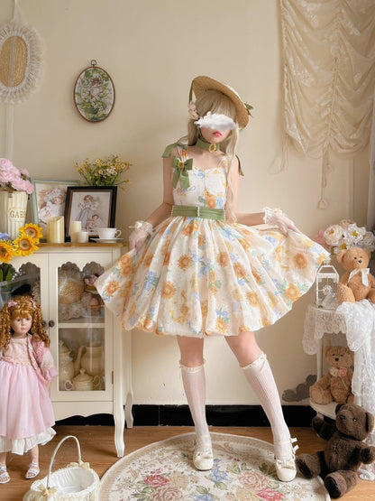 Akiyama Future Studio - Sunflower Print Lolita JSK Dress in Breathable Light Fabric