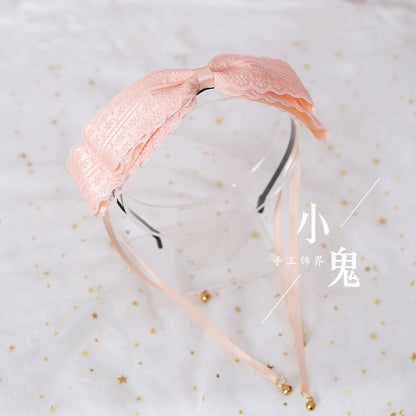 Xiaogui - Kawaii Lolita Bell KC Lace Bow Hair Accessory