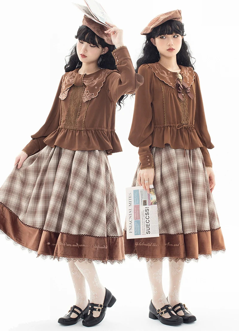 ZeeYe - Night Rose - Classic Lolita Shirt Double Layer Bow Embroidered Versatile Blouse