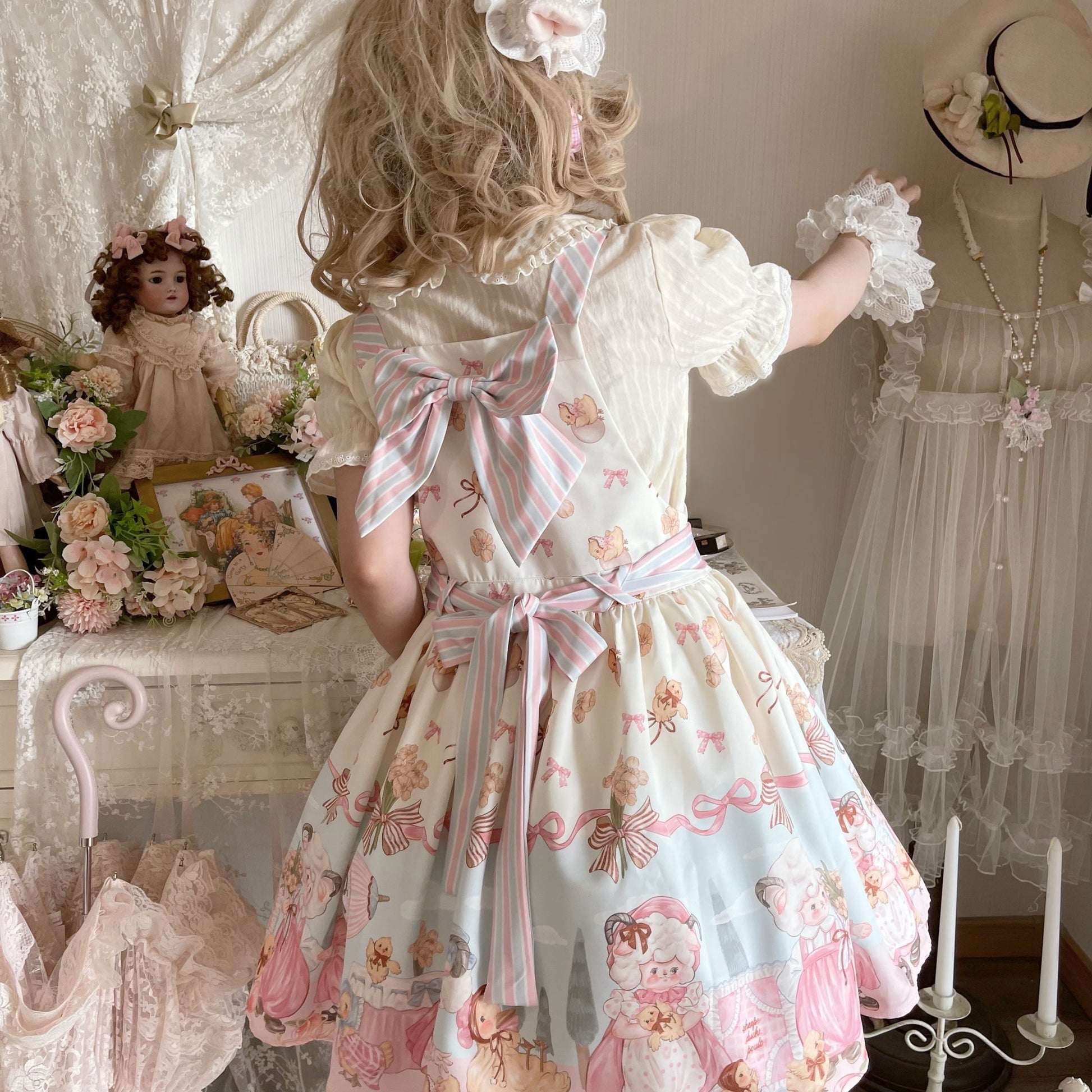 MeowMeow - Sheep Pattern Waltz Princess Lolita JSK Salopette