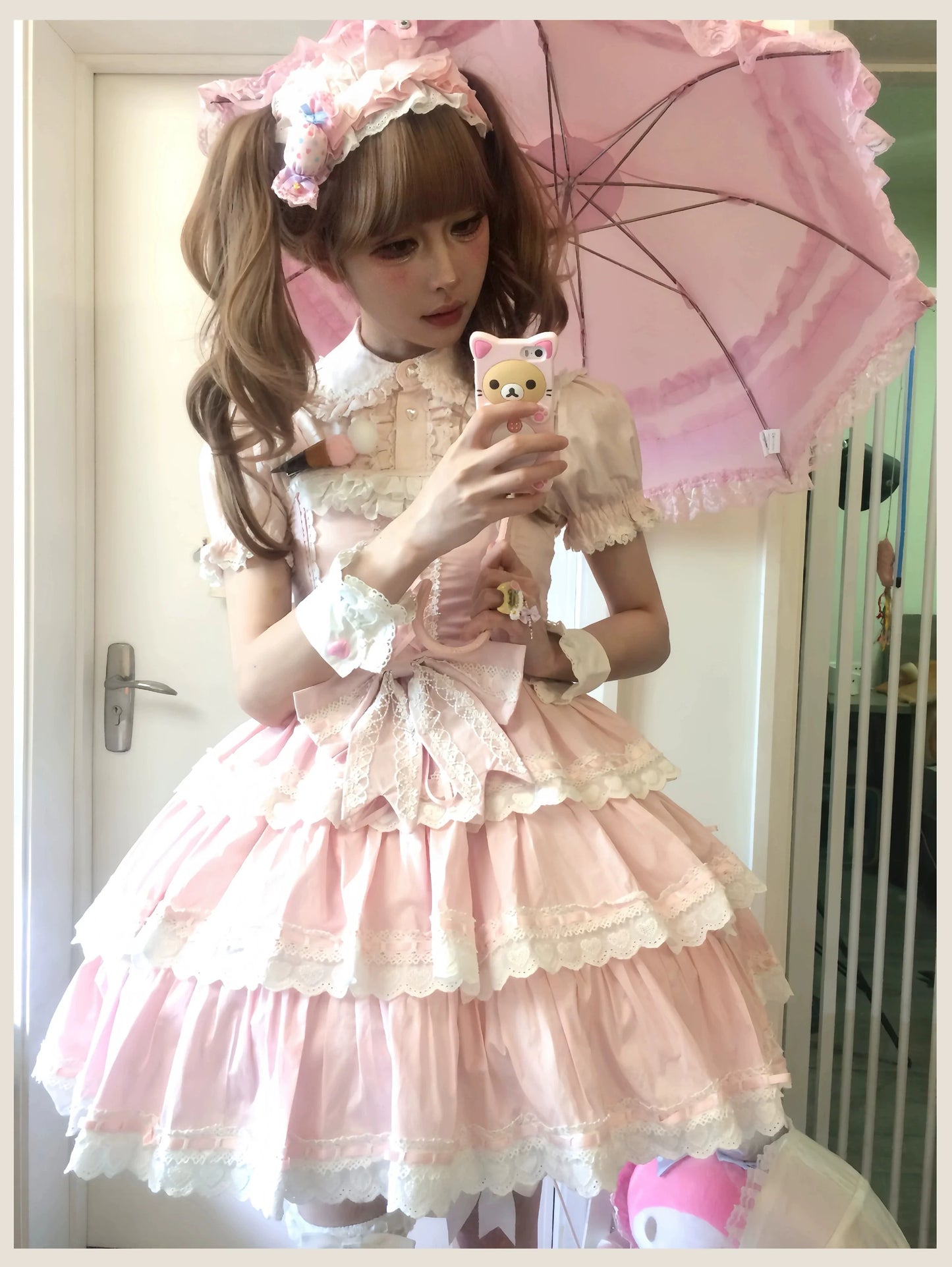 TaTaTa Lolita - Otome Heart - Cotton Old School Lolita JSK Dress Suit, Heart-Shaped Lace Trim
