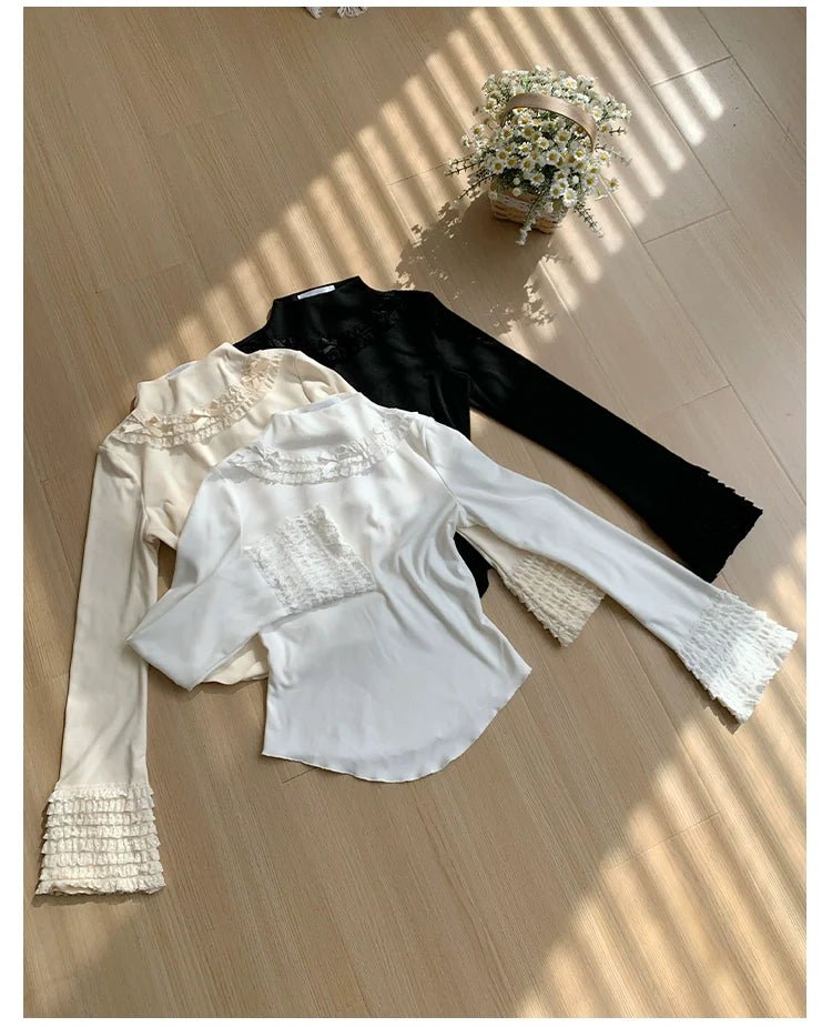 With PUJI - Snowfall - Winter Lolita Sweater Long Sleeve Knitted Innerwear