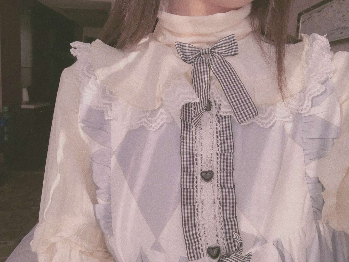 MIST - Cream Sweetheart - Kawaii Lolita Long-sleeve Blouse Multicolors
