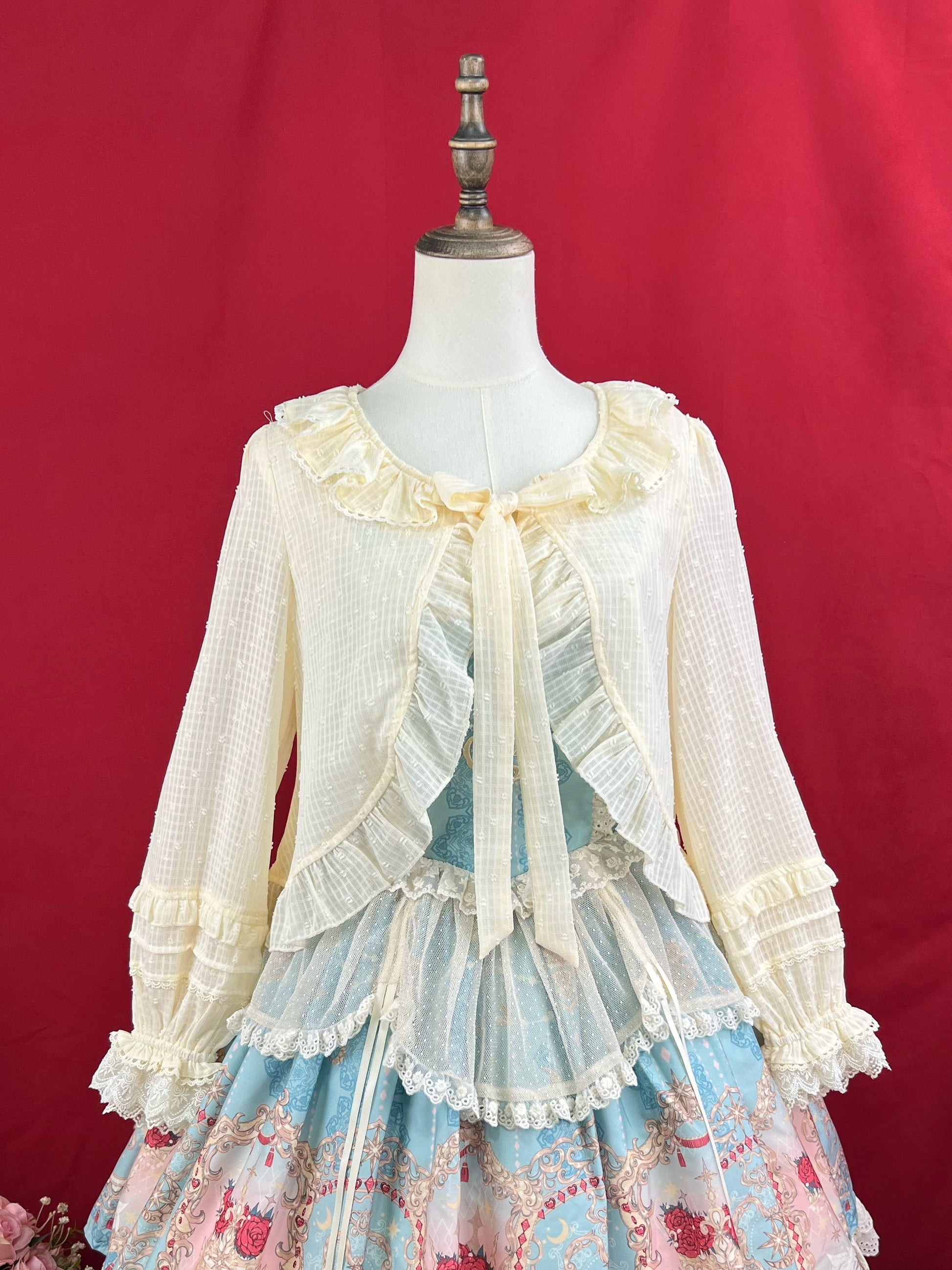 DMFS Lolita - Sweet Lolita Light Cardigan White Apricot Summer Cover-Up