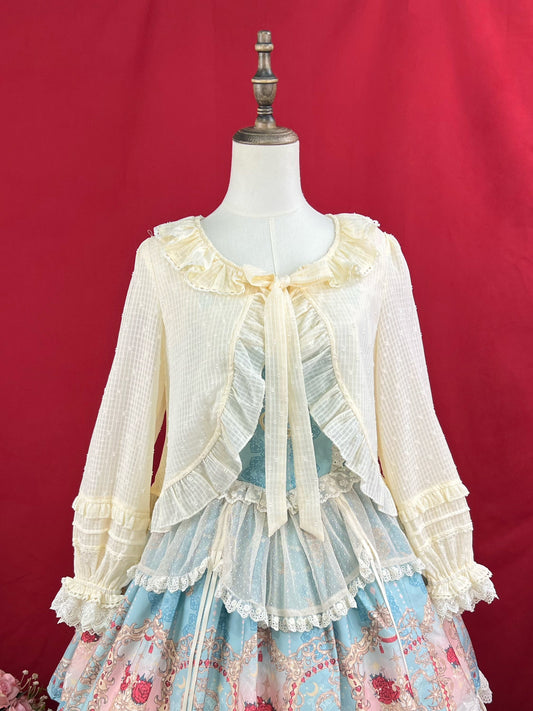 DMFS Lolita - Sweet Lolita Light Cardigan White Apricot Summer Cover-Up