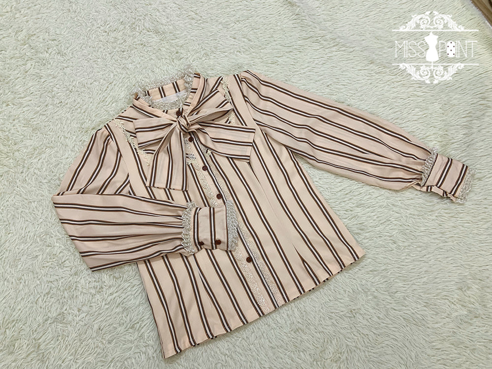 Miss Point - Chocolate Daily Light Sweet Stripe Lolita Blouse