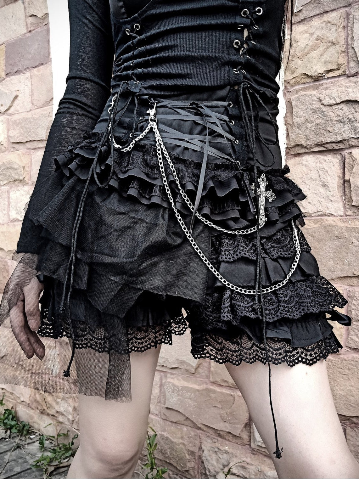 Blood Supply - Gothic Punk Dark-Themed Lolita Black Skirt