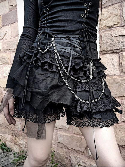 Blood Supply - Gothic Punk Dark-Themed Lolita Black Skirt