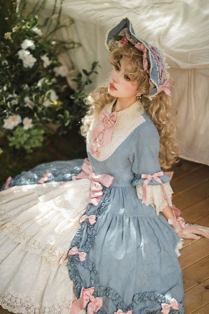 Miss Point - Lilyka Garden - Classic Lolita OP Dress Set Elegant Floral Wall Princess Sleeve