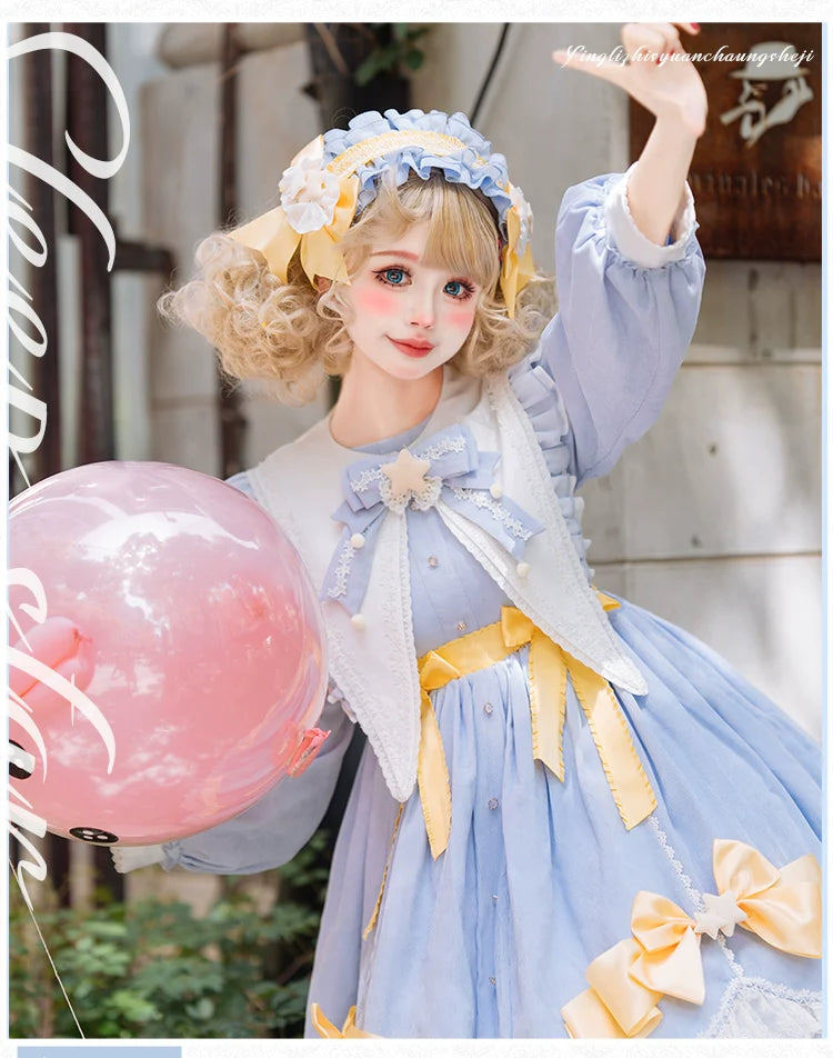 Forest Fluorescent Carps - Sleep Star - Sweet Lolita OP Dress, Long / Short Sleeve