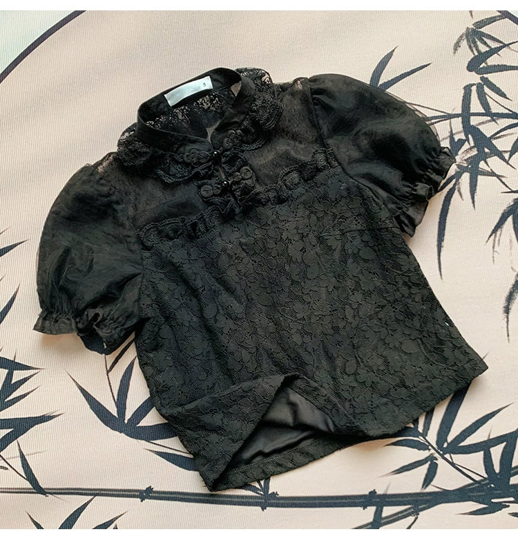 With PUJI - Moon Gauze - Qi Lolita Blouse Chinese Style Shirt