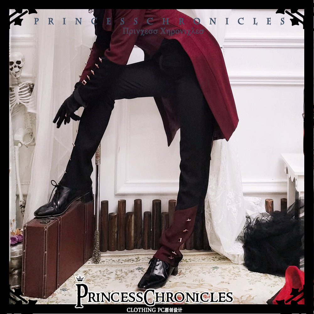 Princess Chronicles - Red and Black - Retro Ouji Lolita Handsome Black Pants
