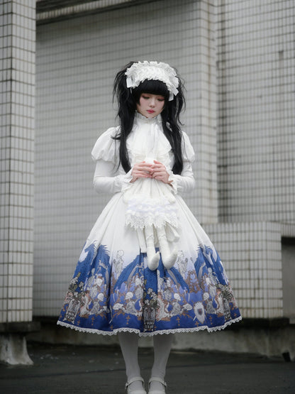 Nn Star - Dragonbone Lily - Dragon Skeleton Print Gothic Lolita Bust-supporting JSK and BNT