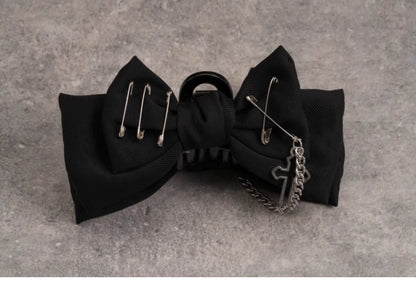 Strange Sugar - Gothic Lolita Claw Clip Cross Chain Bow Hair Accessory