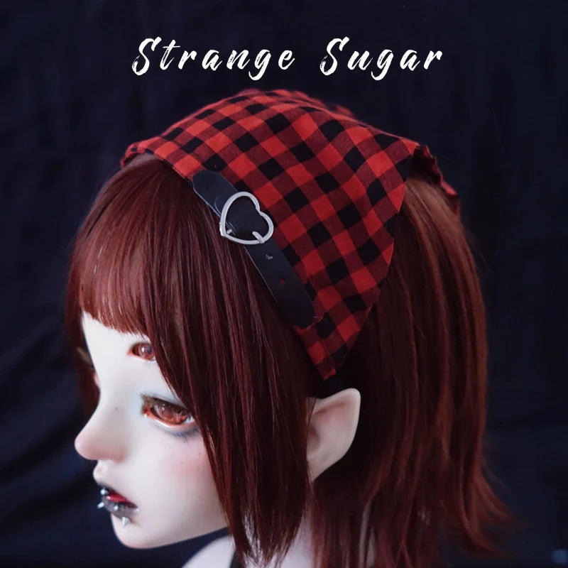 Strange Sugar - Gothic Lolita Black-red Plaid Hairband