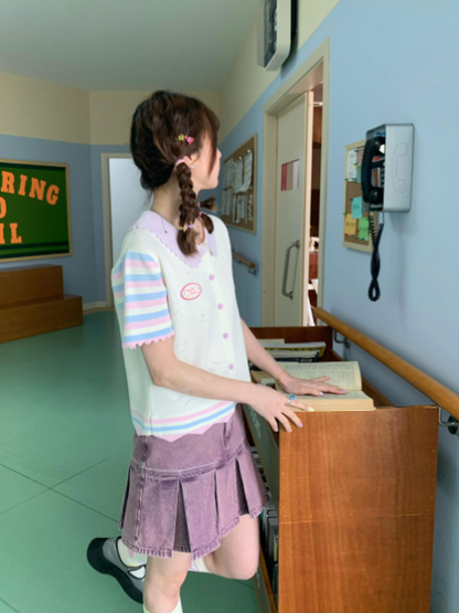 Star Mellow Knit Striped Cardigan【s0000002375】