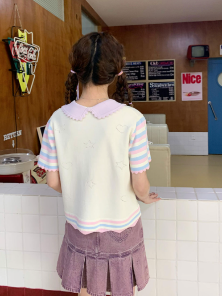 Star Mellow Knit Striped Cardigan【s0000002375】