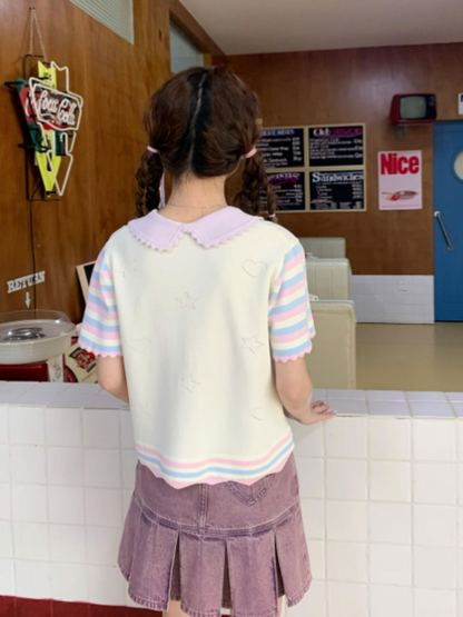 Star Mellow Knit Striped Cardigan【s0000002375】