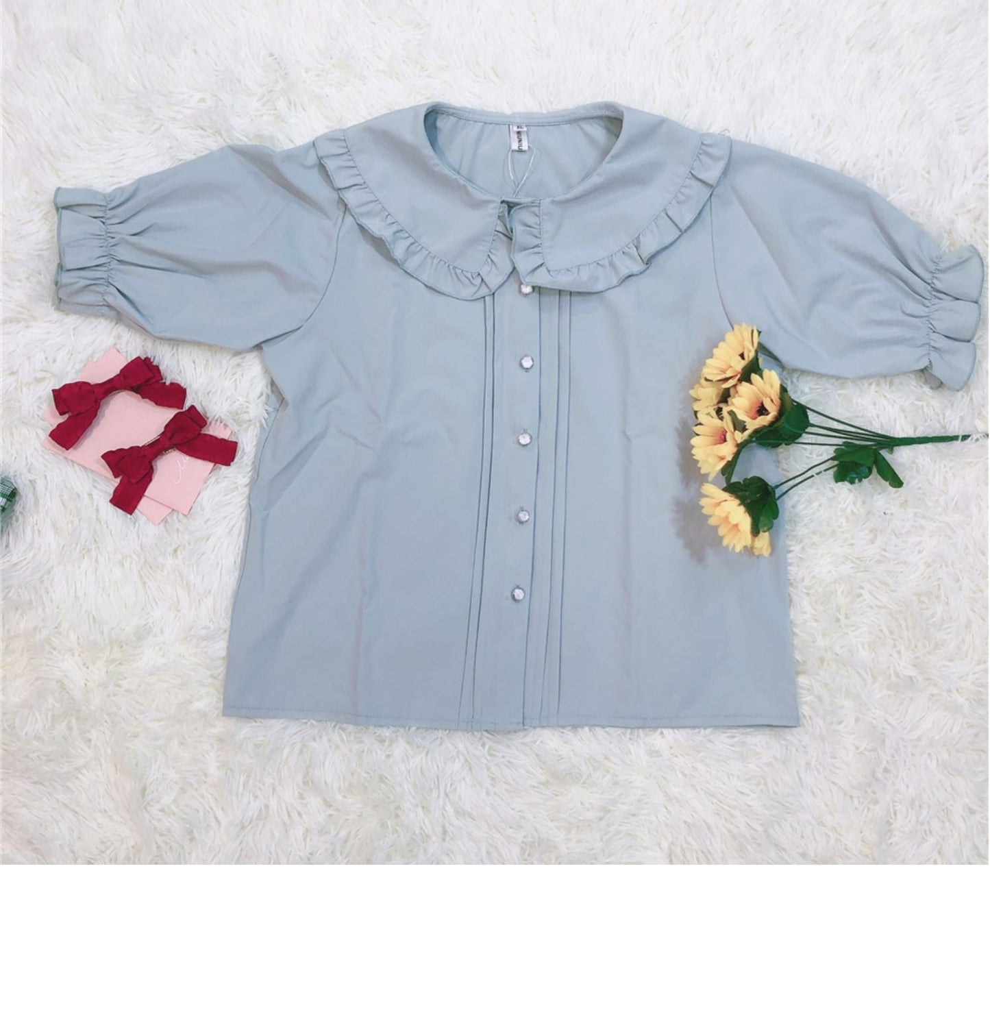 Niu Niu - Plus Size Lolita Blouse, Oversized Short Sleeve Shirt