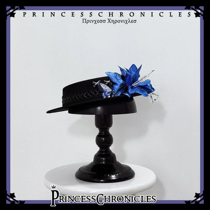 Princess Chronicles - Crimson Ash Zero - Gothic Lolita Hat Handmade Black Flat Cap Top Hat